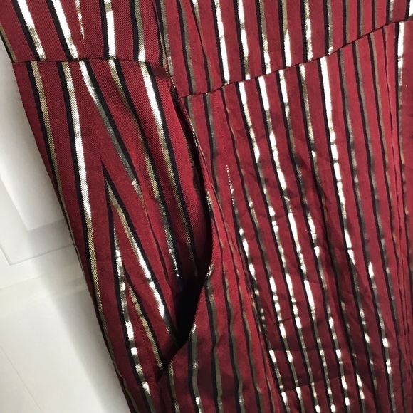 Show Me Your Mumu Yvonne Jumpsuit Maroon and Gold Stripe Size Large. - Picture 8 of 14